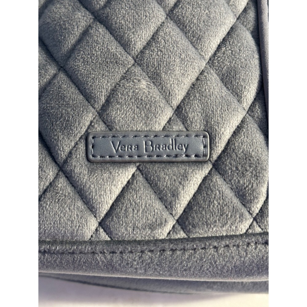 Vera Bradley Quilted Velour Mini Satchel Crossbody Bag Carbon Gray Casual Travel - Picture 4 of 9